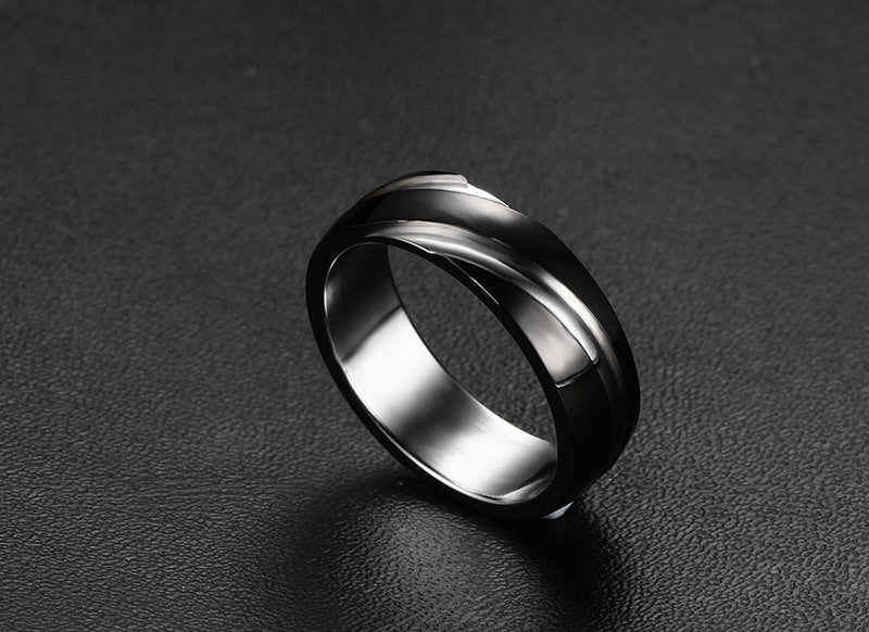 Black Titanium Steel Twill Men's Ring - CERPELO