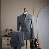 Double Breasted Stripes Men's Suits