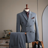 Double Breasted Stripes Men's Suits