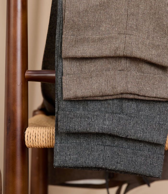 COFFEE WOOL CASUAL PANTS - CERPELO