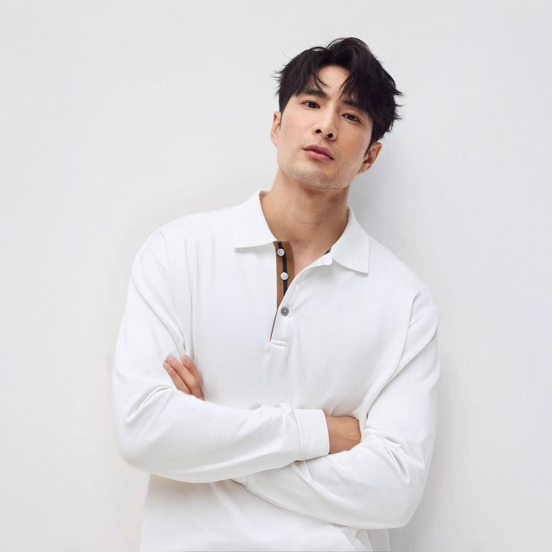 SAFI CASUAL LONG SLEEVE POLO - CERPELO