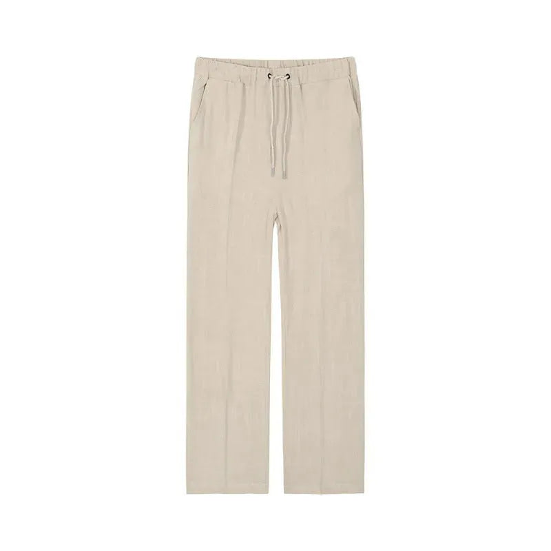 Men's Cropped Casual Pants - Cotton & Linen Trousers