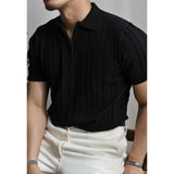 Zipper Knitted Short-sleeved Polo Shirt Men's Loose Lapels T-shirt, Menswear, CERPELO