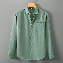 Image of Summer New Casual Linen Shirt Men's Loose Standing Collar