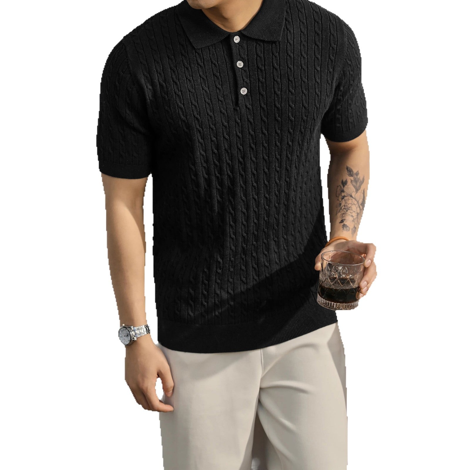Image of AQUA KINTTED POLO - CERPELO