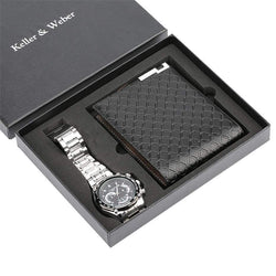 Image of mens casual luxury wallet with quartz watch