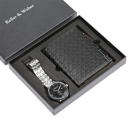 Image of mens casual luxury wallet with quartz watch