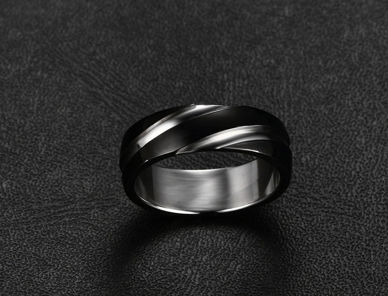 Black Titanium Steel Twill Men's Ring - CERPELO