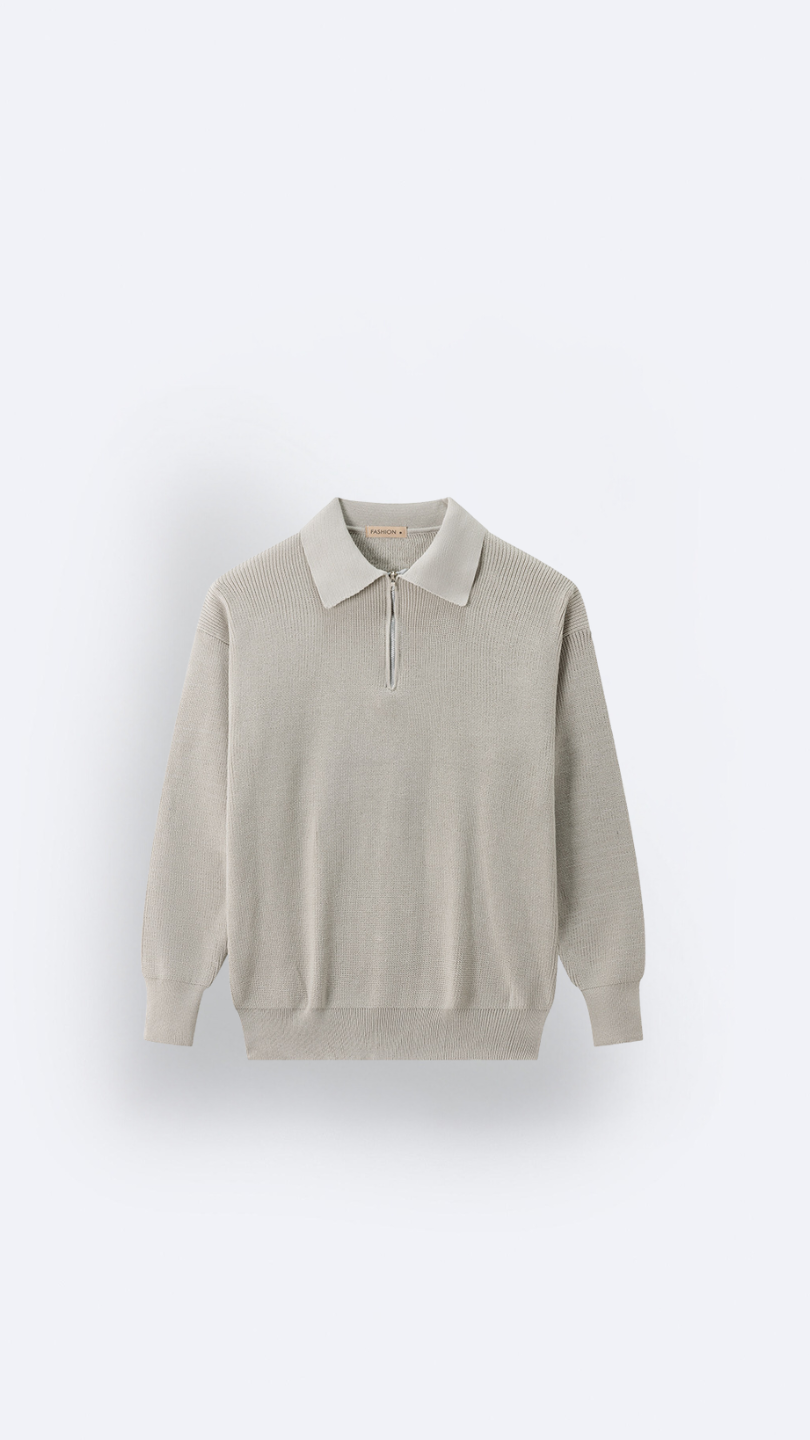 Image of VEIR - Long Sleeve Knitwear Zipper Polo