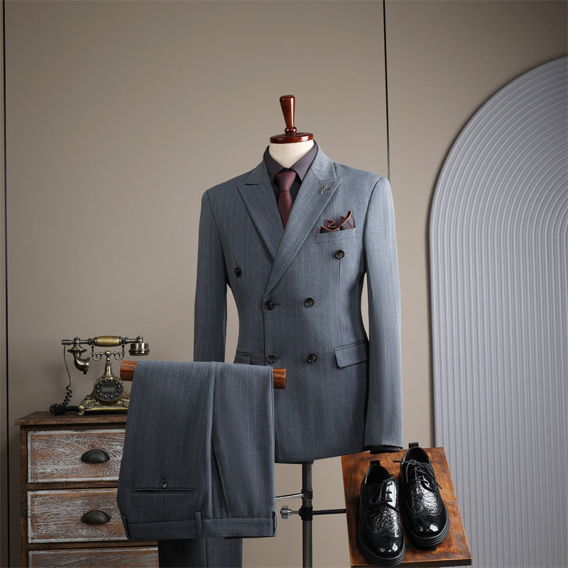 Double Breasted Stripes Men's Suits