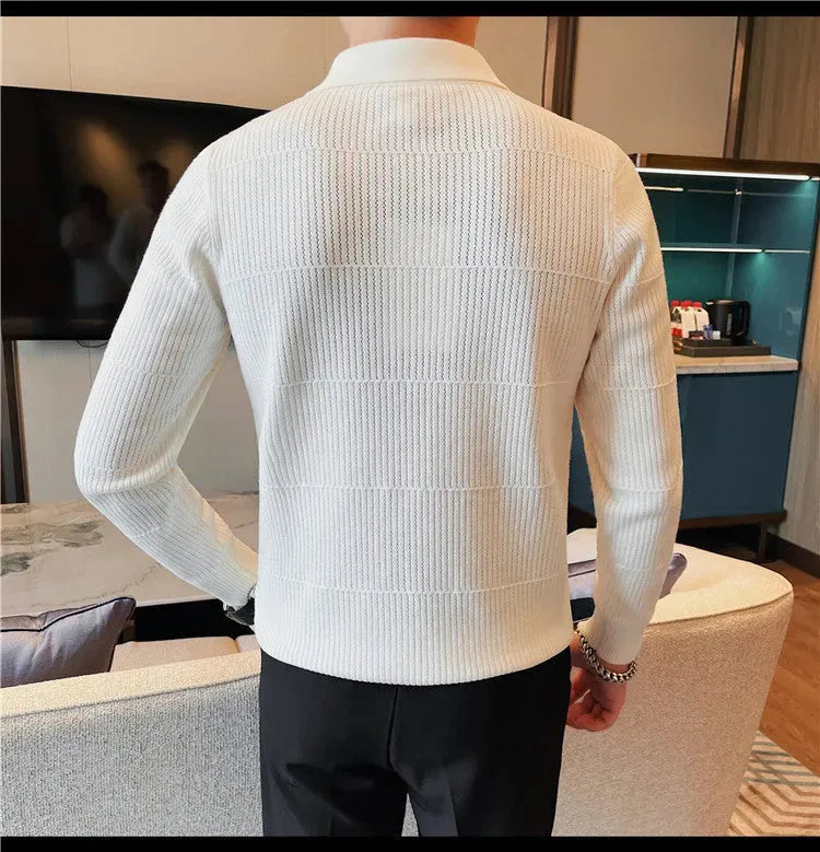 Men's Old Money Lapel Sweater - Stylish Winter Pullover