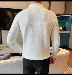 Image of Men's Old Money Lapel Sweater - Stylish Winter Pullover