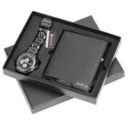 Image of mens casual luxury wallet with quartz watch