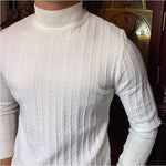 Jacquard Long Sleeve Half Turtleneck Slim Sweater, Menswear, CERPELO