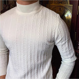 Jacquard Long Sleeve Half Turtleneck Slim Sweater, Menswear, CERPELO