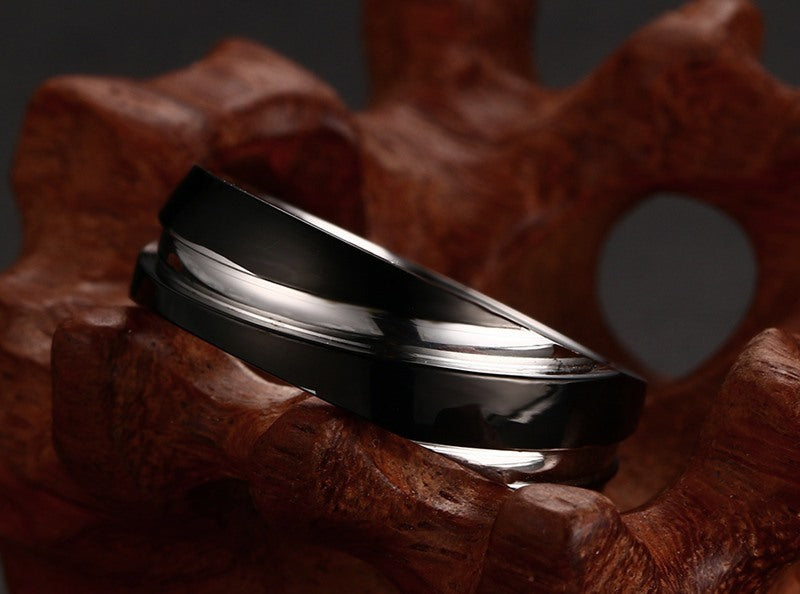 Image of Black Titanium Steel Twill Men's Ring - CERPELO