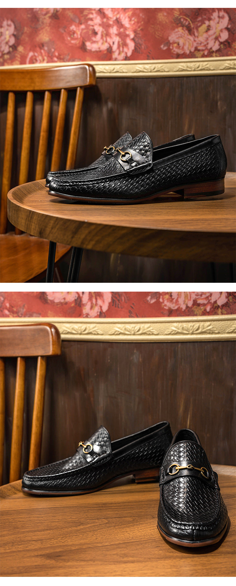 Collection of Men's Black Leather Loafers in a gallery layout