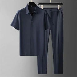 Image of Summer Ultra-thin Silky Ice Silk Seamless Short Sleeve Shirt Outfit, Menswear, CERPELO