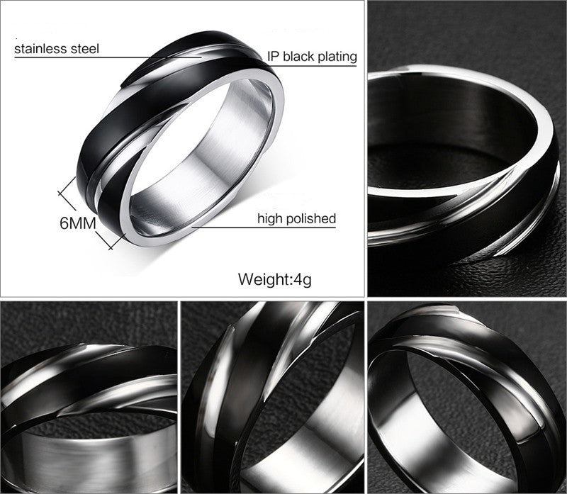 Image of Black Titanium Steel Twill Men's Ring - CERPELO