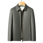 Versatile Men's Lapel Leather Jacket CERPELO
