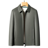 Versatile Men's Lapel Leather Jacket CERPELO
