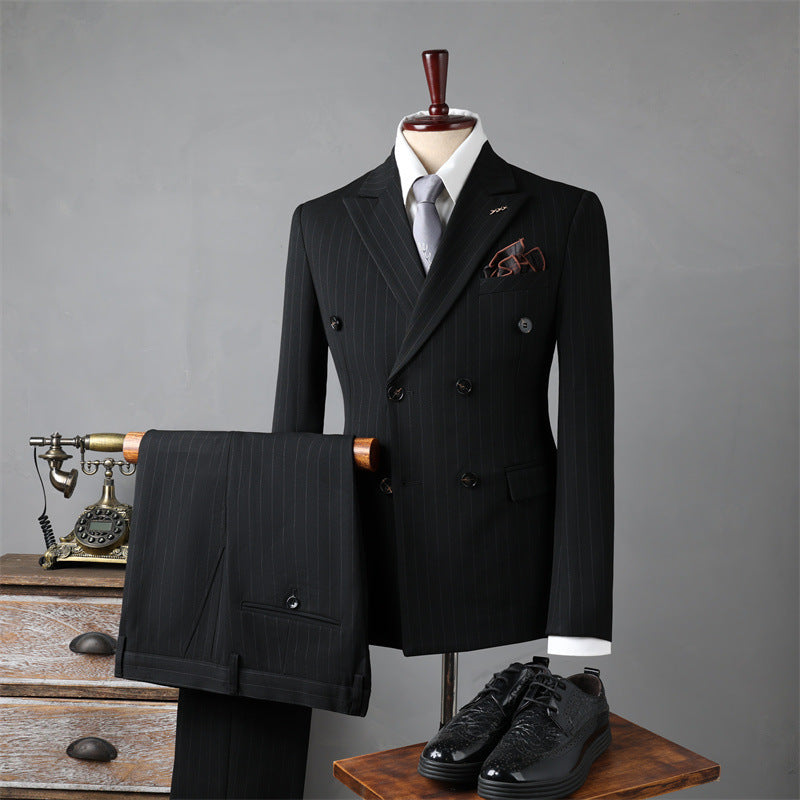 Double Breasted Stripes Men's Suits