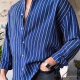Men's Casual Striped Long-sleeved Shirt