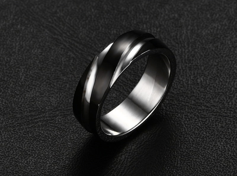 Black Titanium Steel Twill Men's Ring - CERPELO