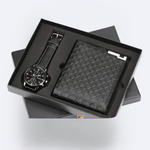 mens casual luxury wallet with quartz watch