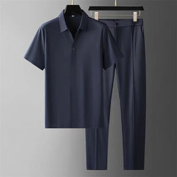 Collection of Summer Ultra-thin Silky Ice Silk Seamless Short Sleeve Shirt Outfit, Menswear, CERPELO in a gallery layout