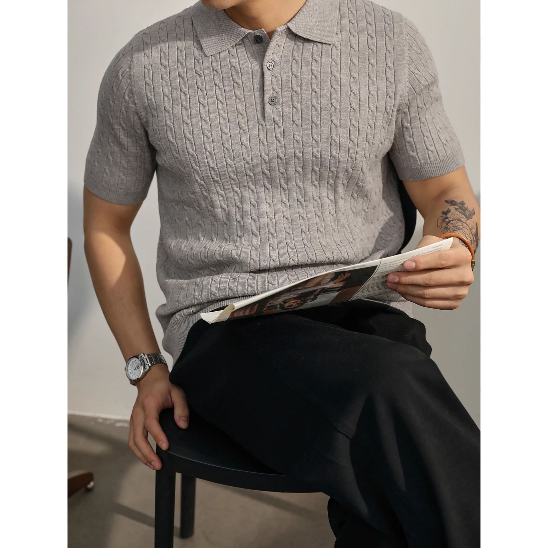 Image of AQUA KINTTED POLO - CERPELO