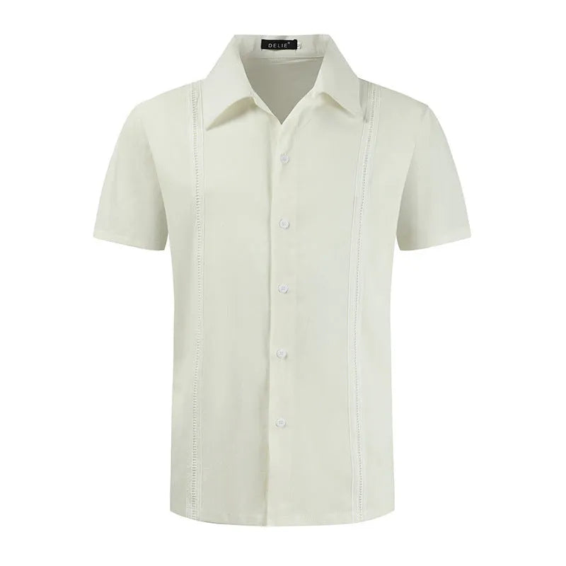 Image of Men's Linen Shirt - Casual Short-Sleeved