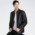 Versatile Men's Lapel Leather Jacket CERPELO