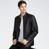 Versatile Men's Lapel Leather Jacket CERPELO