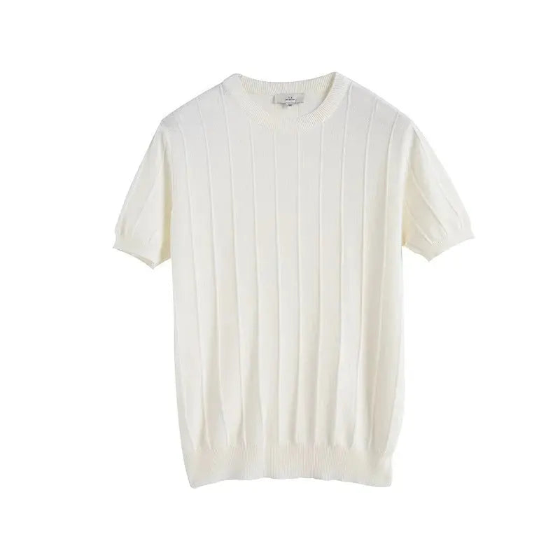 Image of MARBELA | Old Money Knitted T-shirt Summer Men's Light Round Neck, Menswear, CERPELO
