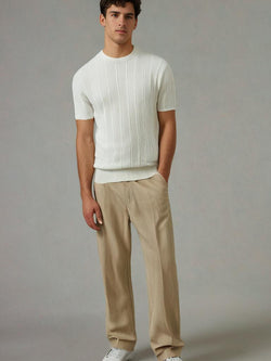 Image of MARBELA | Old Money Knitted T-shirt Summer Men's Light Round Neck