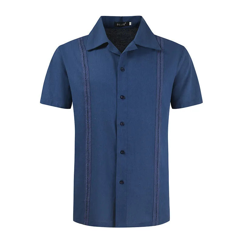 Men's Linen Shirt - Casual Short-Sleeved