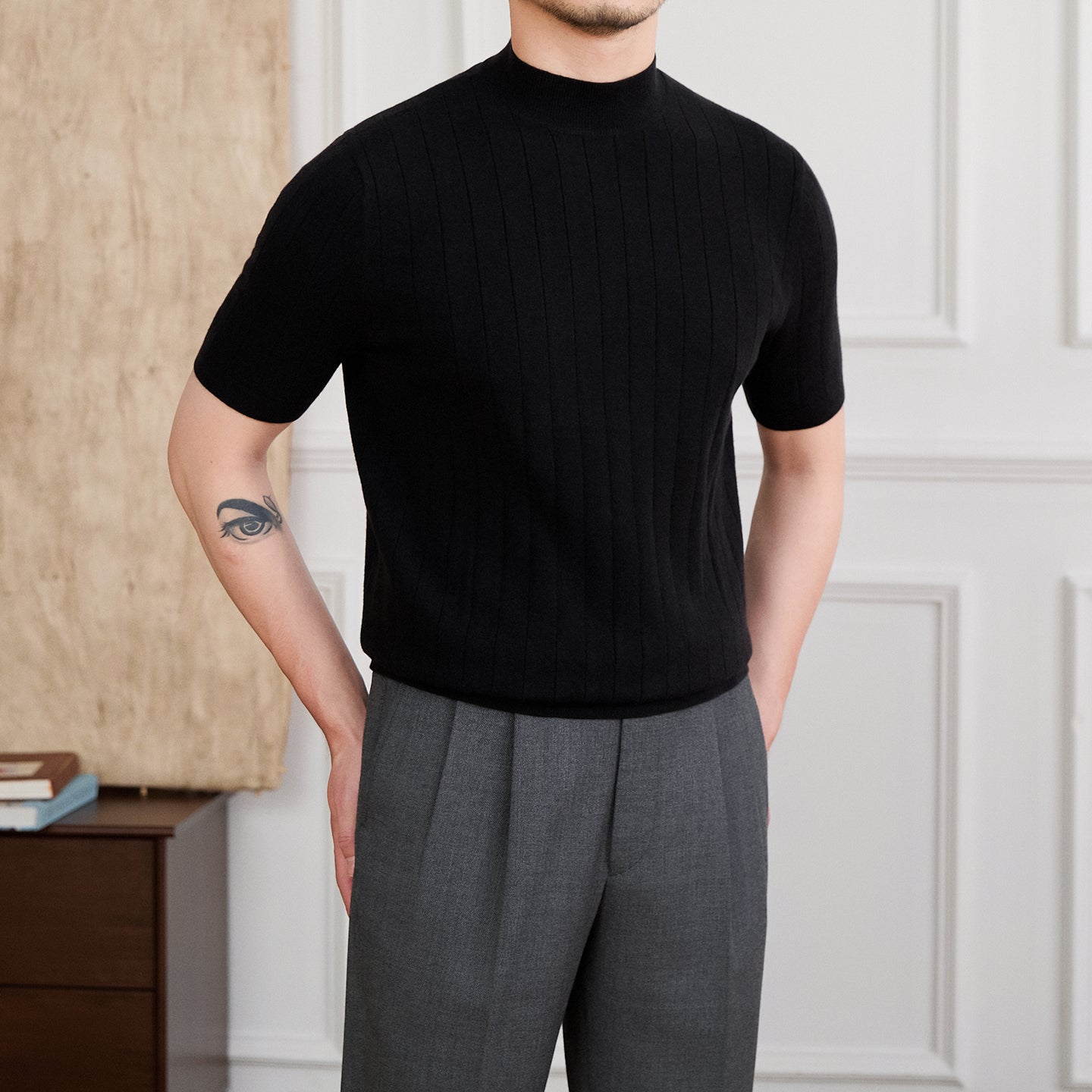 Image of Half Turtleneck Short Sleeve T-shirt - CERPELO
