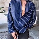 Men's Casual Striped Long-sleeved Shirt