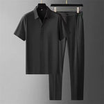 LESURE | Ultra-thin Silky Ice Silk Seamless Short Sleeve Shirt Outfit - CERPELO