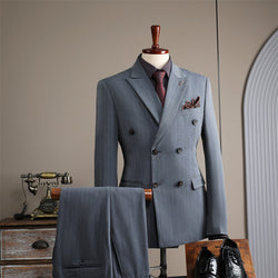 Image of Double Breasted Stripes Men's Suits