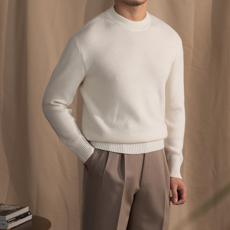 FUTIRE - Wide Thick Needle Round Neck Sweater, Menswear, CERPELO