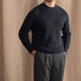 FUTIRE - Wide Thick Needle Round Neck Sweater, Menswear, CERPELO