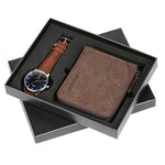 mens casual luxury wallet with quartz watch