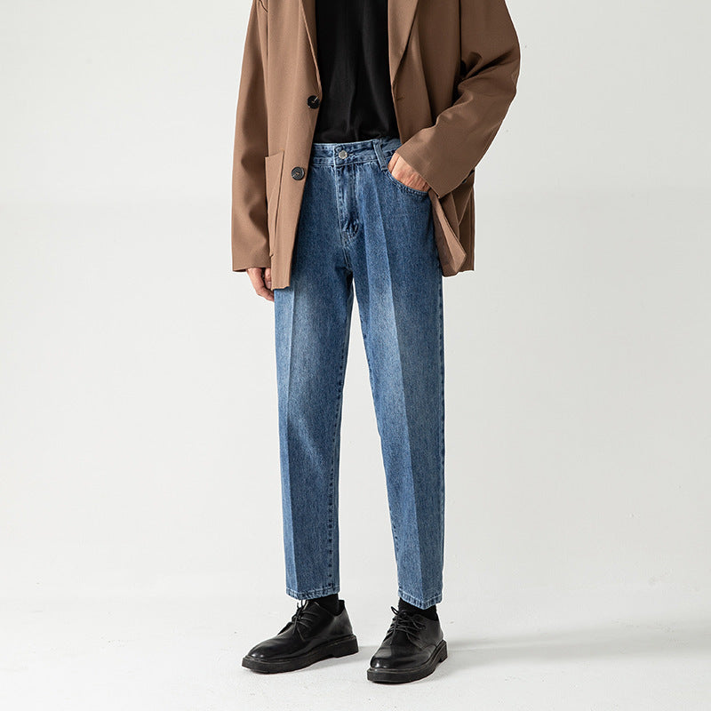 Men's Loose Straight Cropped Pants