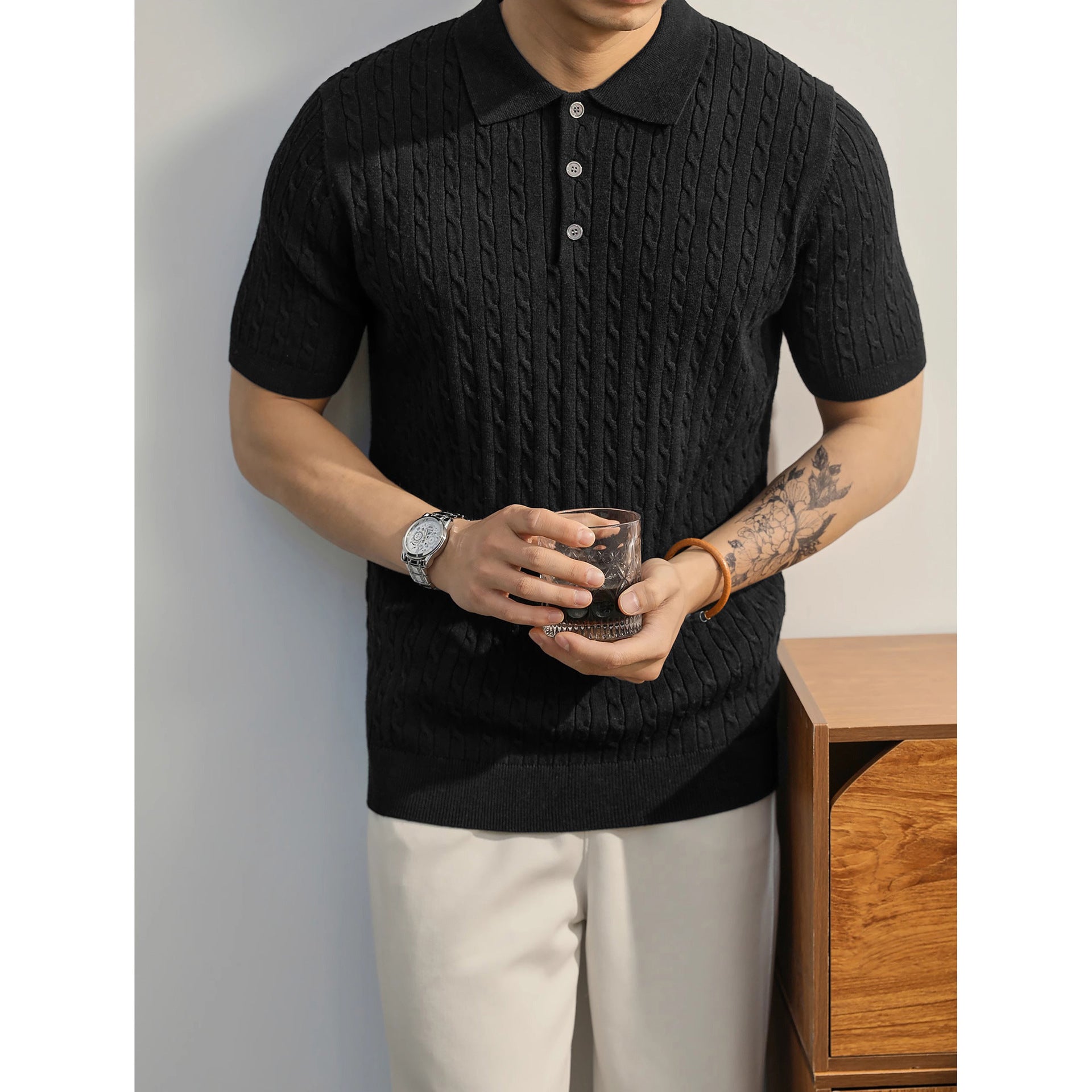 Image of AQUA KINTTED POLO - CERPELO