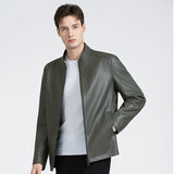 Versatile Men's Lapel Leather Jacket CERPELO
