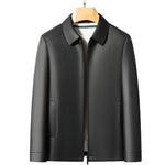 Versatile Men's Lapel Leather Jacket CERPELO