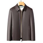 Versatile Men's Lapel Leather Jacket CERPELO