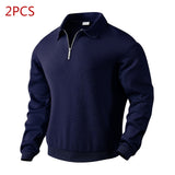 Lapel Jacquard Half-zipper Sweatshirt - CERPELO